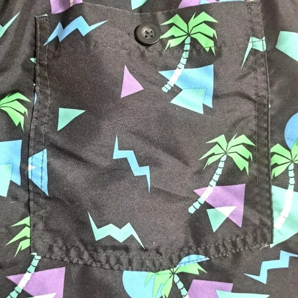 No Boundaries Men's Multicolor Hawaii Palm Mesh Lined Swim Trunks Size L (36/38)